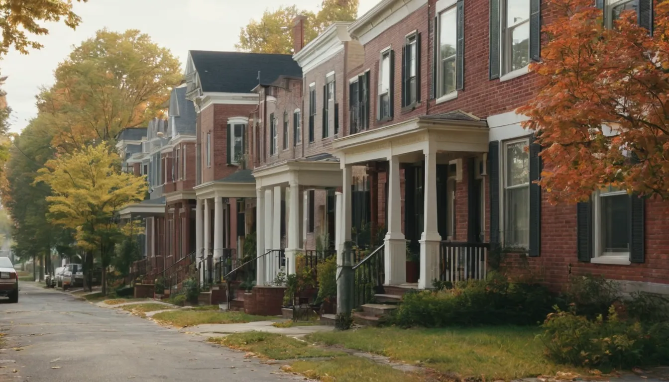 Older rowhouses and split-level homes along a quiet street in Louisville/Jefferson County metro government